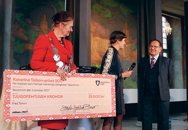 Eva-Louise Erlandsson Slorach, Sissela Nordling Blanc och Fred Taikon. Det nyinstiftade Katarina Taikon-priset delade ut för andra gången den 3 oktober i år. Rörelsen #Vistårinteut får 50 000 kronor och Fred Taikon och Maria-Teresa Asplund får 25 000 kronor var. Ceremonin skedde i Prinsens galleri i Stockholms stadshus.